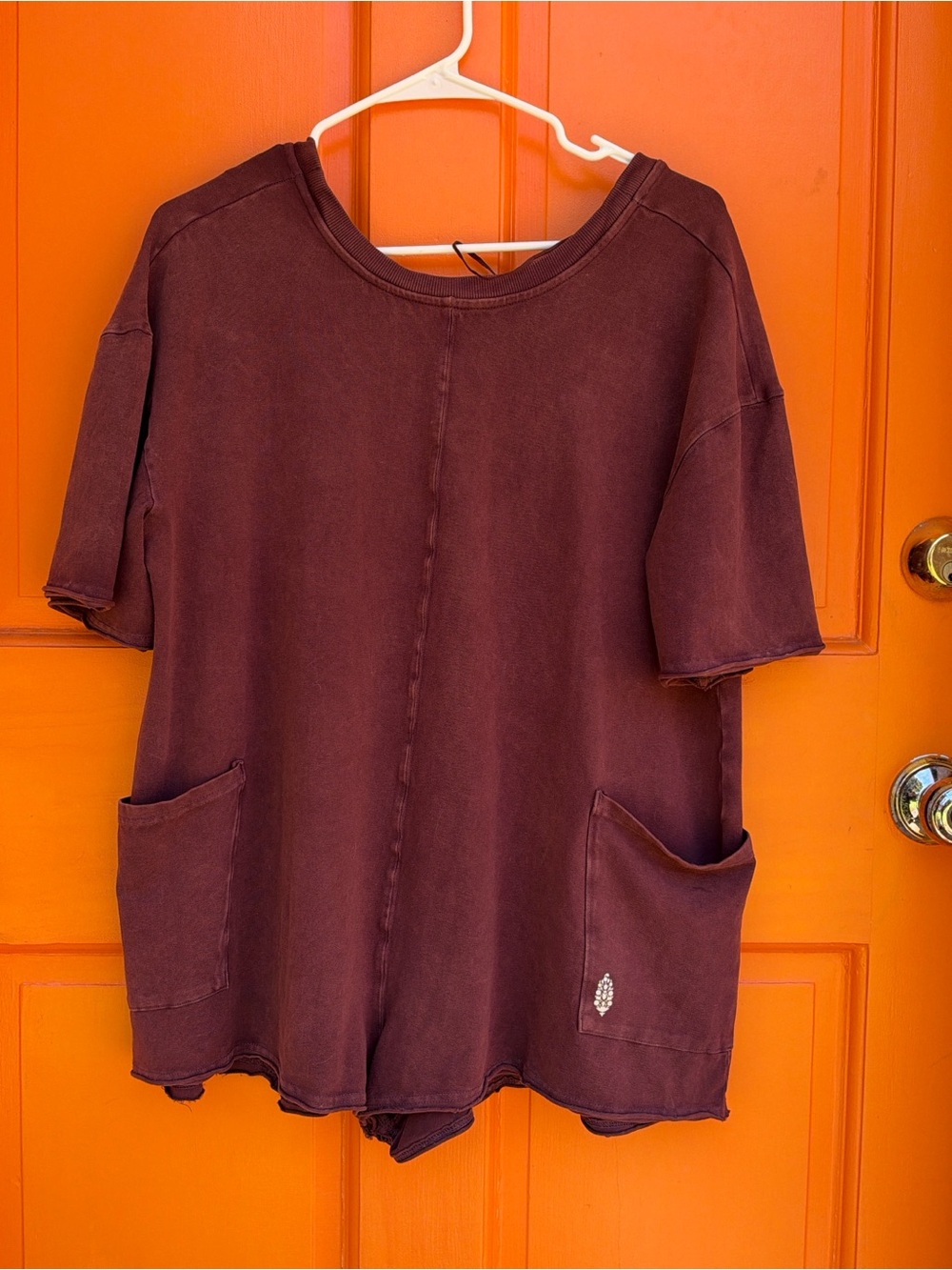 Free People Mineral wash Maroon hot shot romper